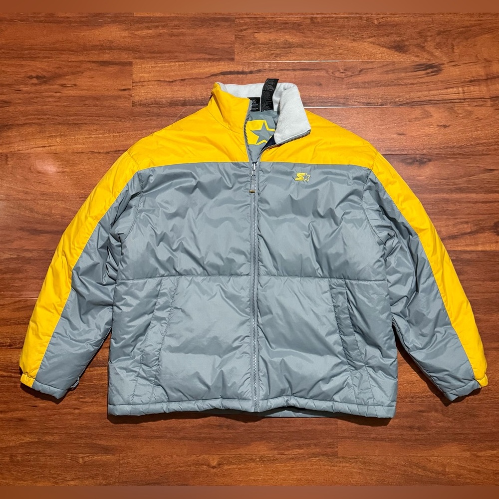 Vintage Yellow & Gray Starter Feather & Down Puffer Jacket Men's XL‎